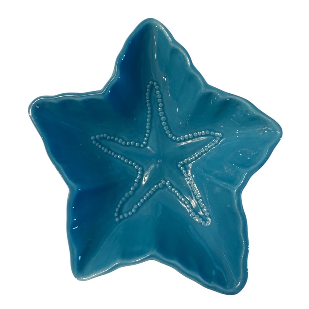 Home Essentials Vintage Shell Collection Starfish Serving Bowl Teal Turquoise